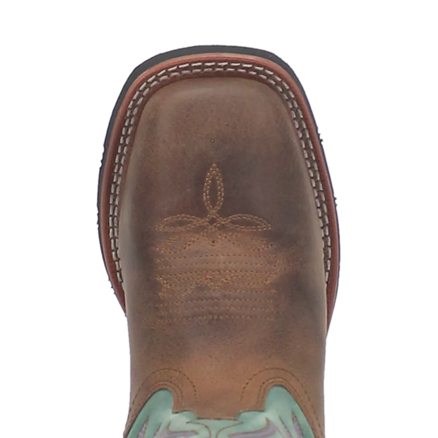 Dan Post Boots Boots Women's Anita Leather Wide Square Toe Boots Brown/Teal Color - Laredo Boots