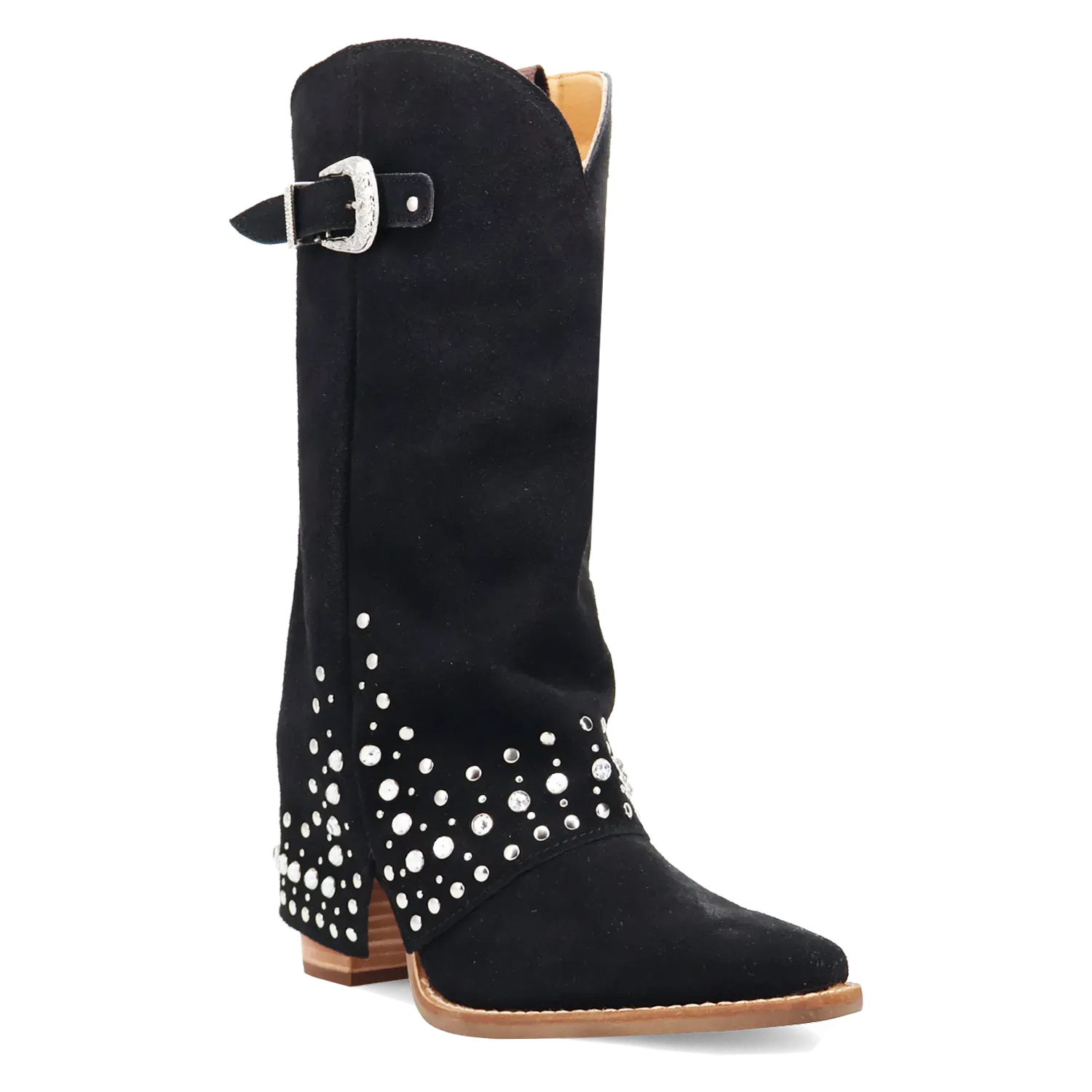 Dan Post Boots Boots Women's Howdy Honey Suede Leather Snip Toe Boots Black Color - Dingo