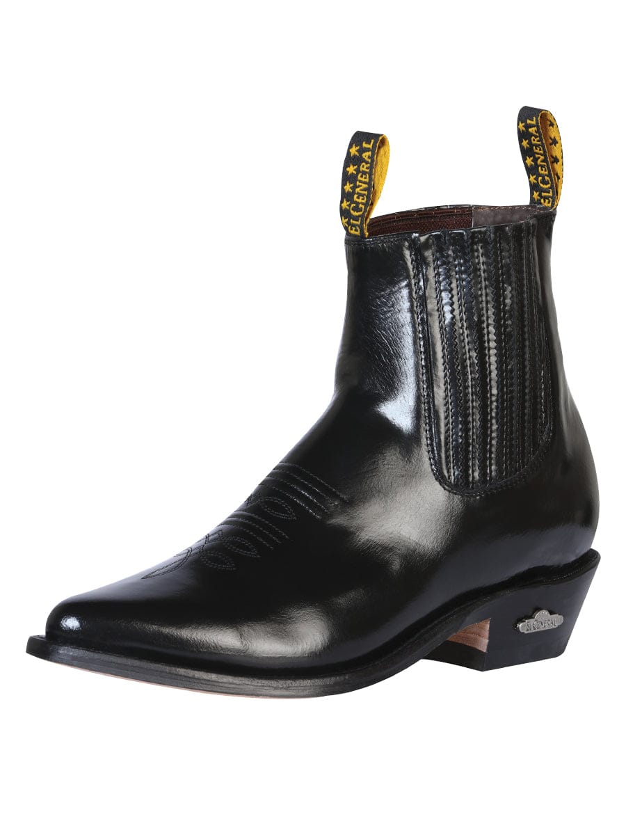El General Western Wear CABALLERO Ankle Cowboy Boot by El General - Black Chameleon 181 side view