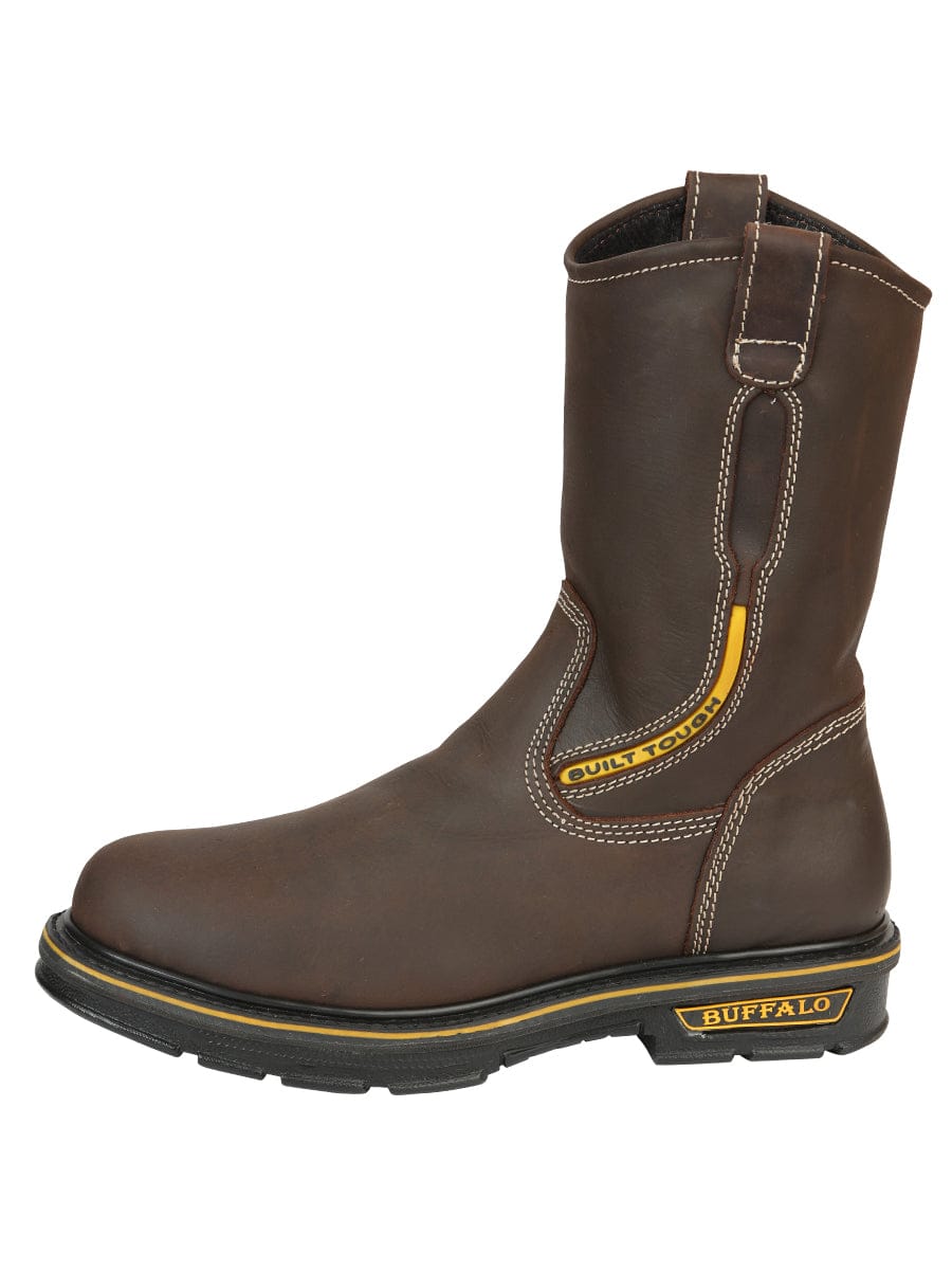 El General Western Wear CABALLERO Buffalo & Bull Men’s Work Boots - Brown 123034 left side view