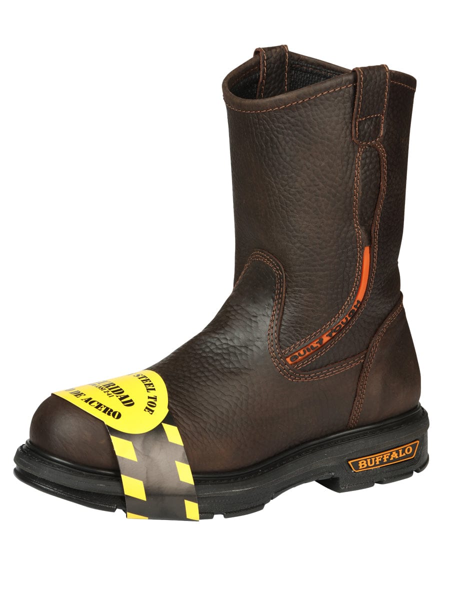 El General Western Wear CABALLERO Buffalo & Bull Men’s Work Boots with Toe Cap Bovine Leather - Rino Moka 45260 side view