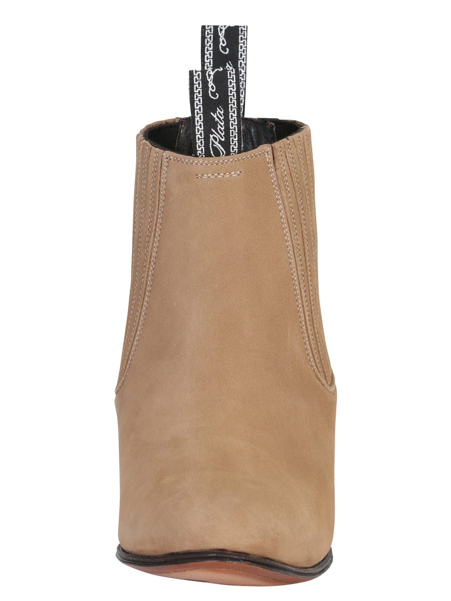 El General Western Wear Men´s Canelo Round Toe Ankle Boot - Nobuck - Beige 230  front view
