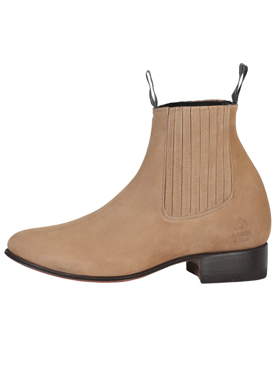 El General Western Wear Men´s Canelo Round Toe Ankle Boot - Nobuck - Beige 230 left side view
