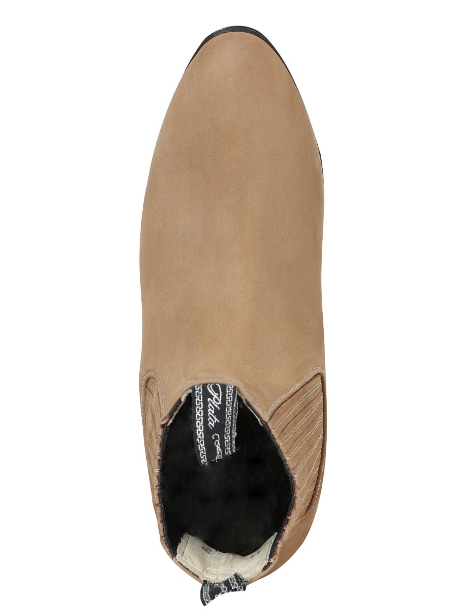 El General Western Wear Men´s Canelo Round Toe Ankle Boot - Nobuck - Beige 230 top view
