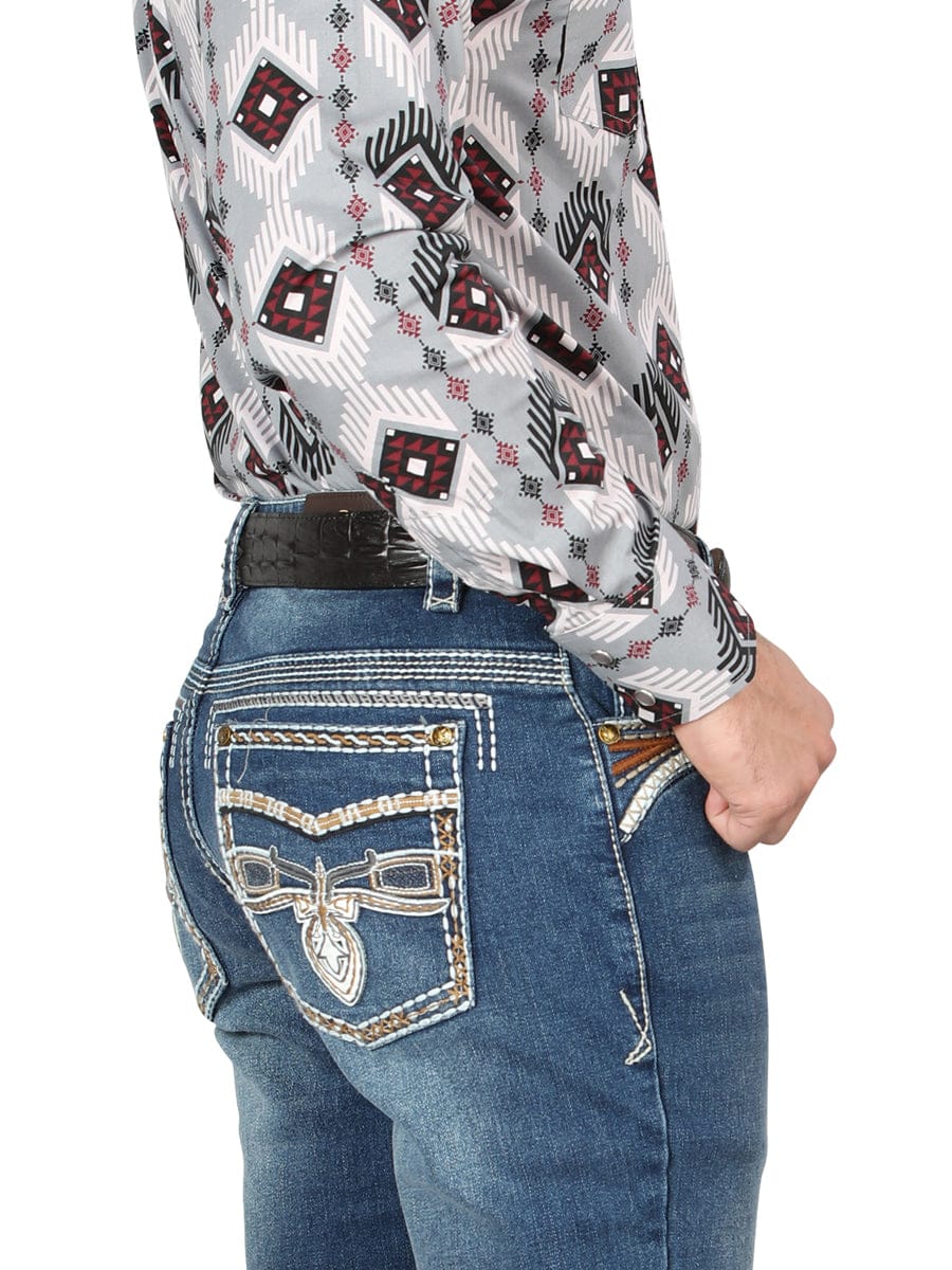 El General Western Wear CABALLERO Centenario Bootcut Denim Jeans - Dark Blue 44974