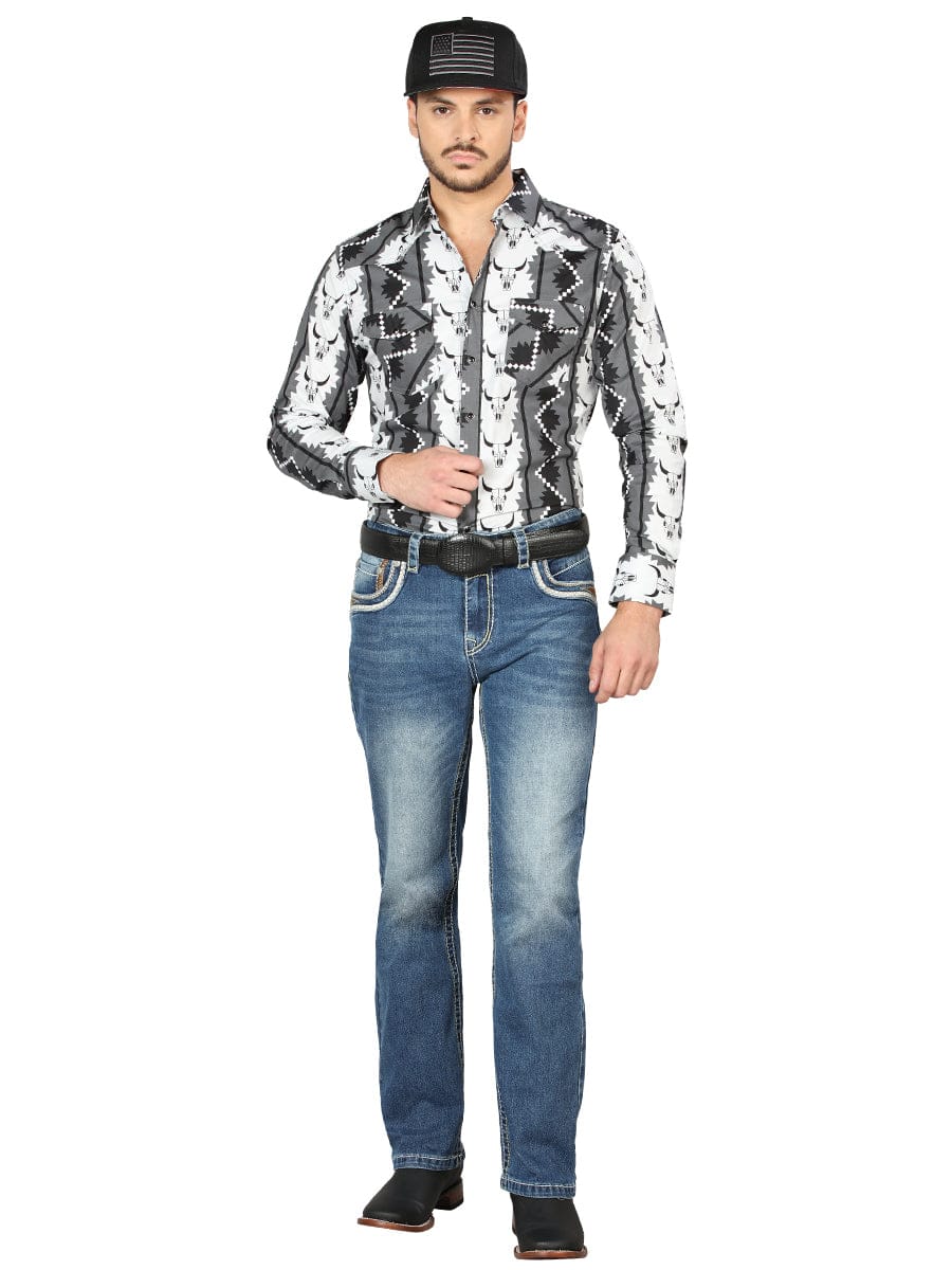 El General Western Wear CABALLERO Centenario Bootcut Denim Jeans - Medium Blue 44971