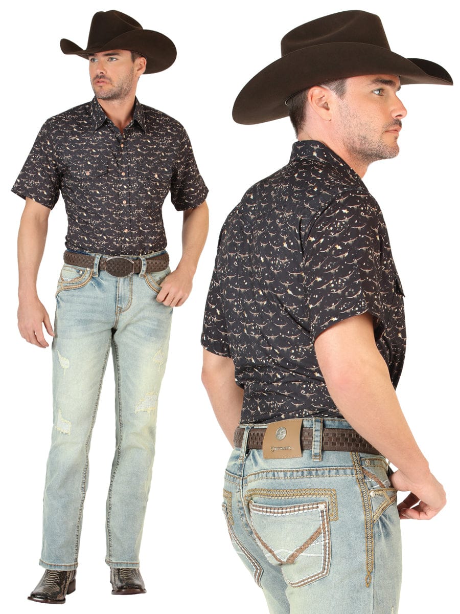 El General Western Wear CABALLERO Centenario Men’s Bootcut Jeans - Light Blue 45535