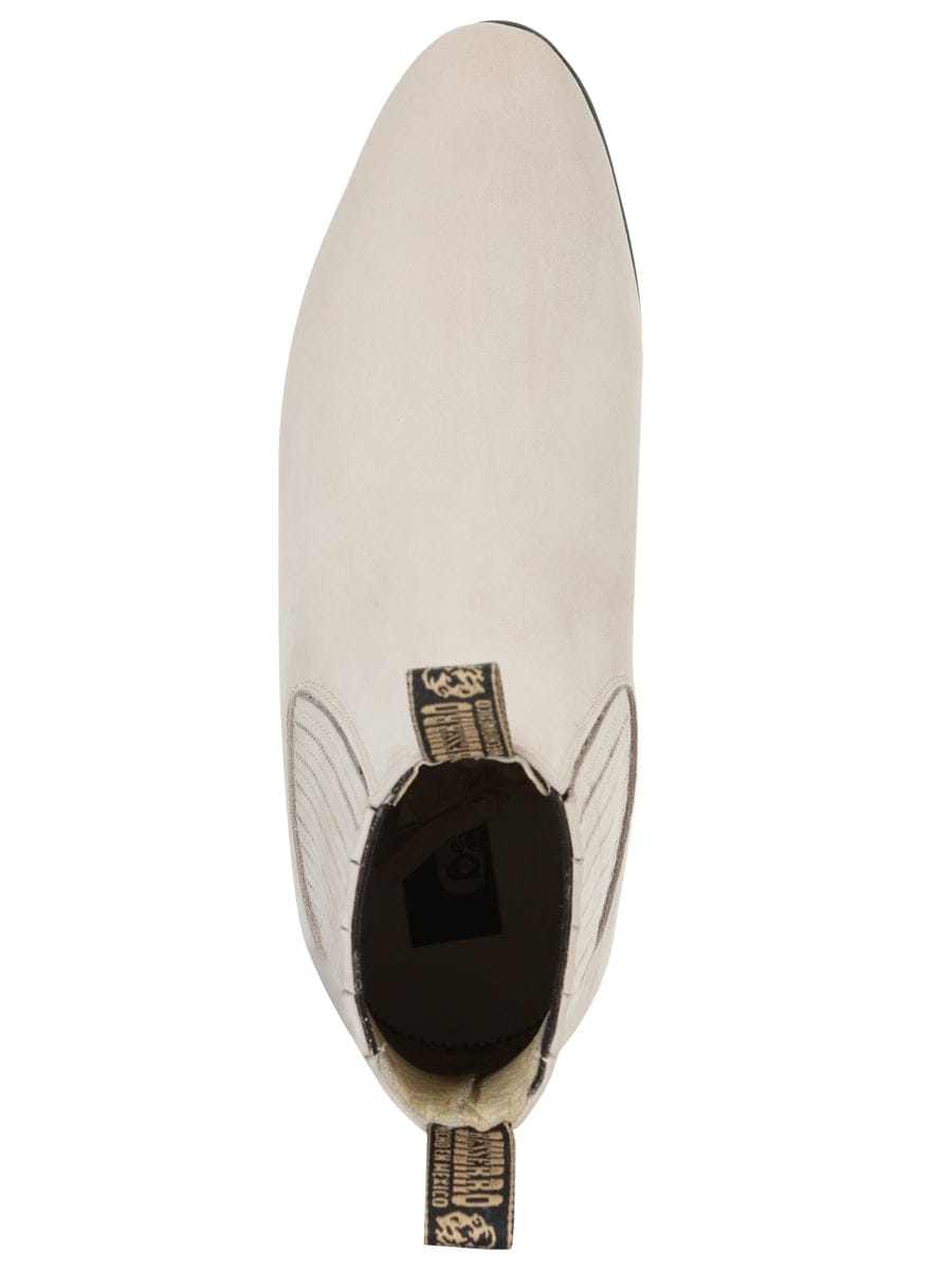 El General Western Wear CABALLERO El Besserro Charro Boot - Nobuck Bone 205 top view