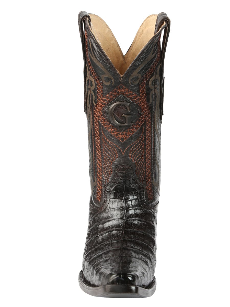 El General Western Wear El General Men's Exotic Caiman Belly Cowboy Boots - Brown 45079 frontv vew