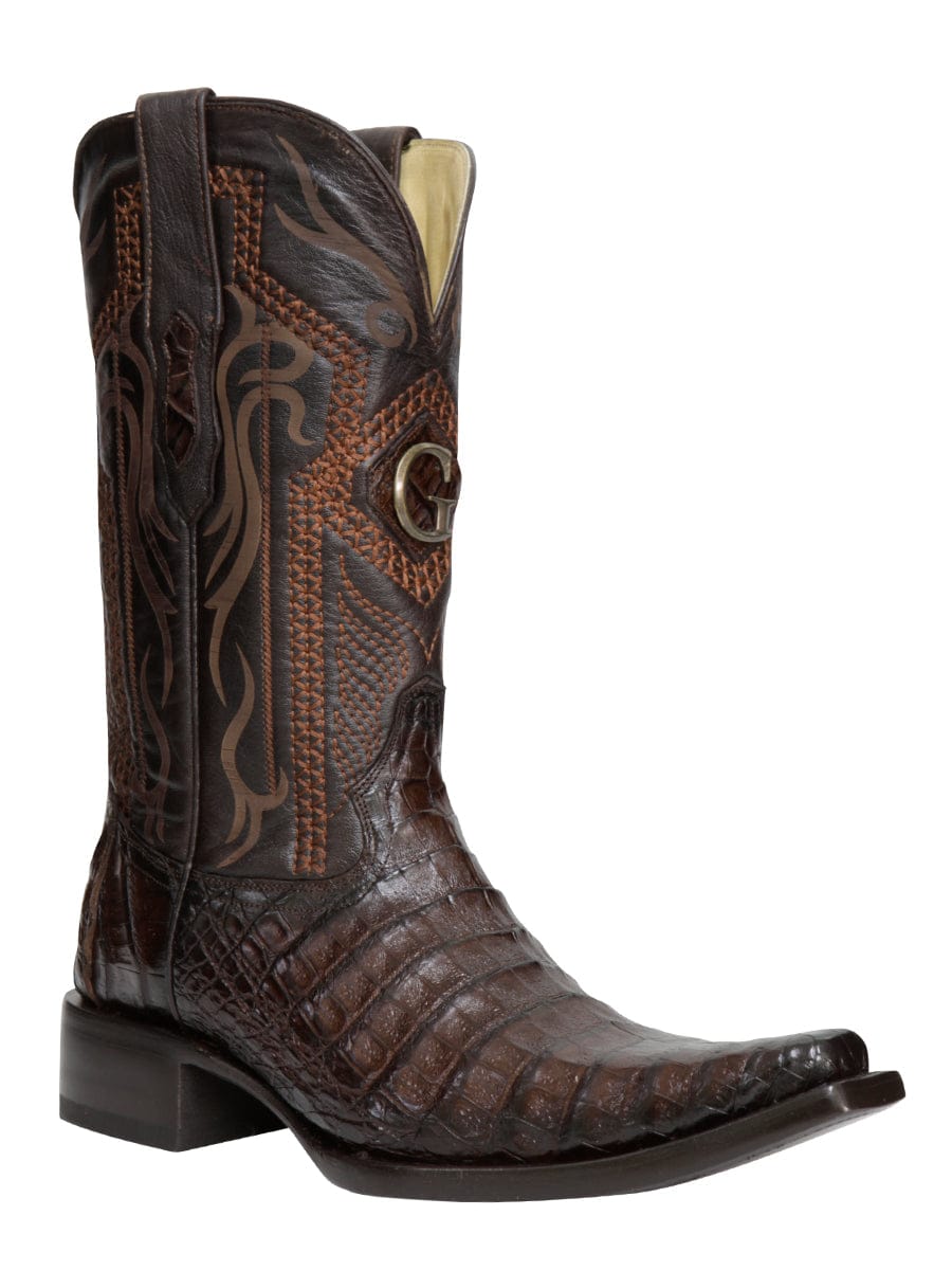 El General Western Wear El General Men's Exotic Caiman Belly Cowboy Boots - Brown 45079 side view