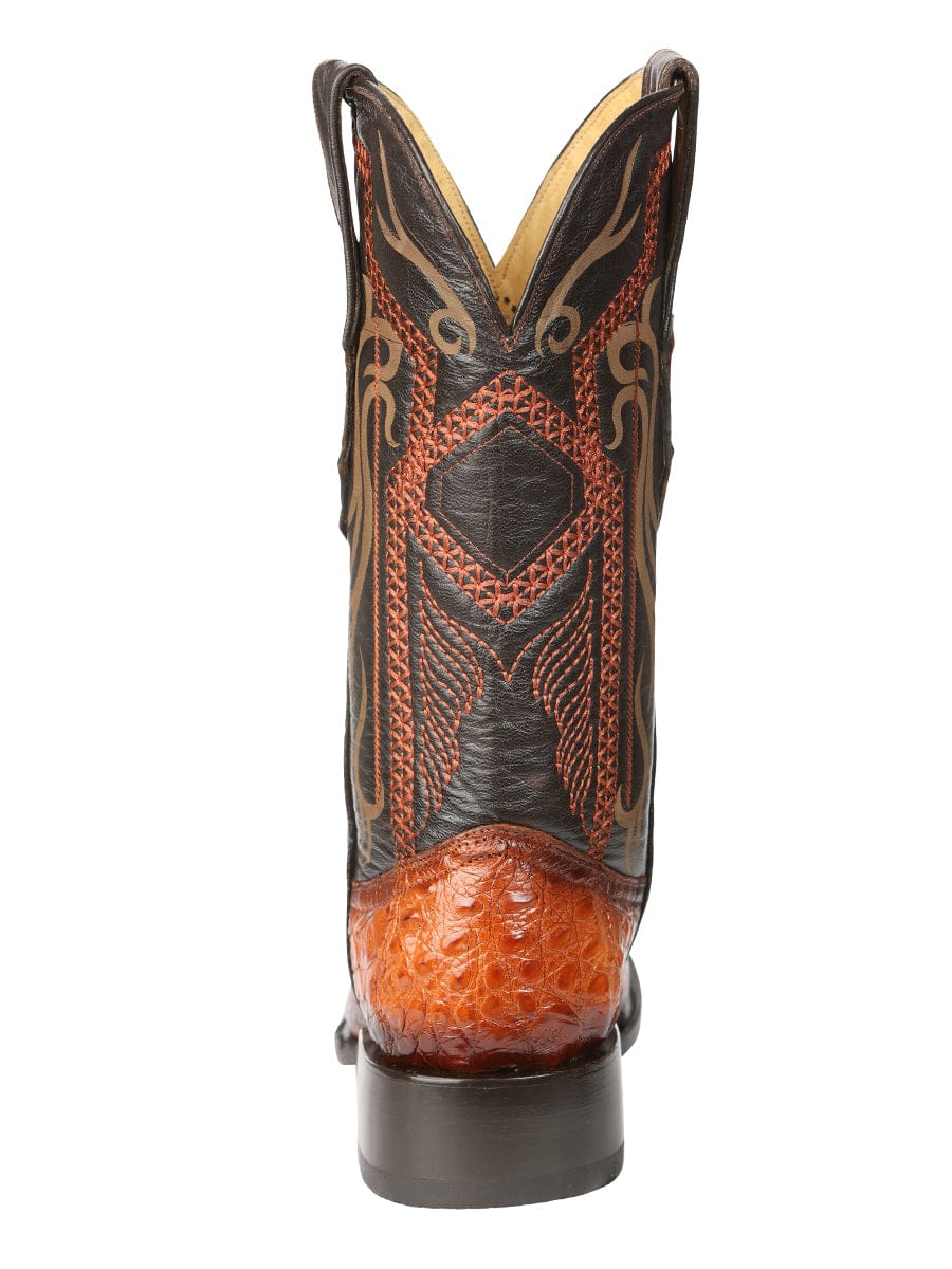 El General Western Wear El General Men's Exotic Caiman Belly Cowboy Boots - Cognac 45080 back view