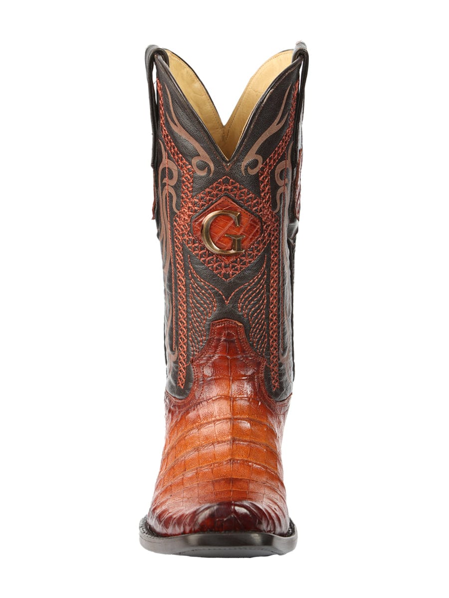 El General Western Wear El General Men's Exotic Caiman Belly Cowboy Boots - Cognac 45520 front view