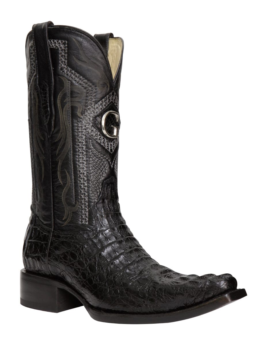 El General Western Wear El General Men's Exotic Caiman Nuca Cowboy Boots - Black 45081 side view