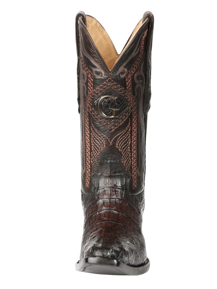 El General Western Wear El General Men's Exotic Caiman Nuca Cowboy Boots - Brown 45082 front view