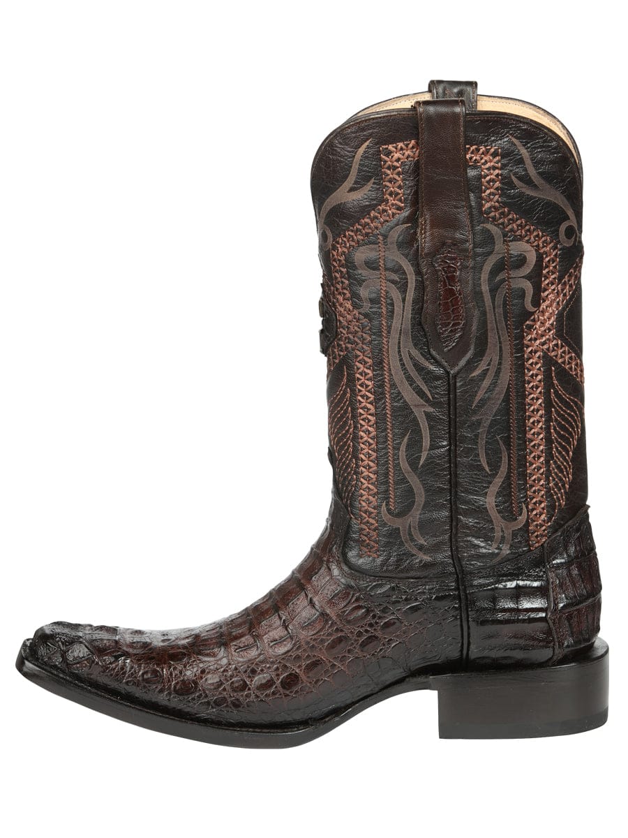 El General Western Wear El General Men's Exotic Caiman Nuca Cowboy Boots - Brown 45082 left side view