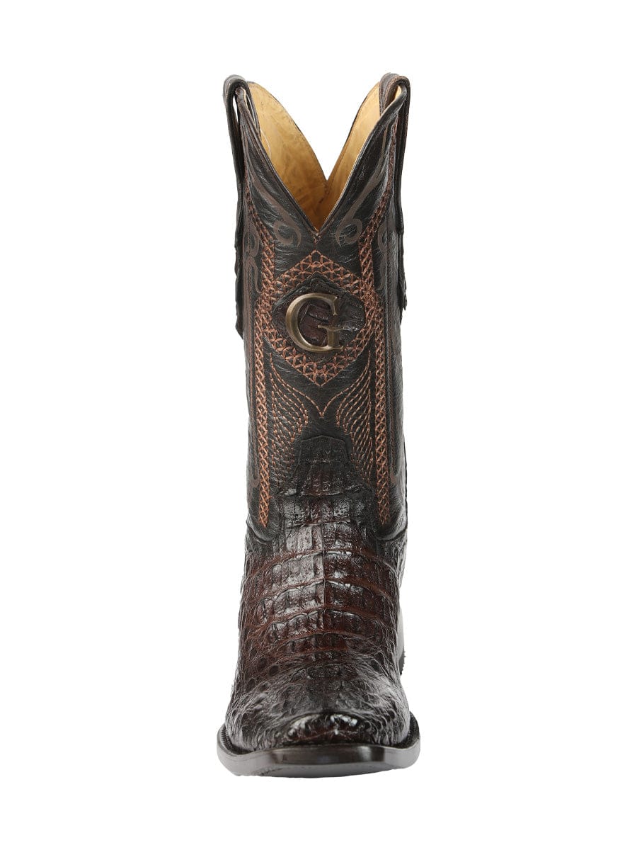 El General Western Wear El General Men's Exotic Caiman Nuca Cowboy Boots - Brown 45522 front view