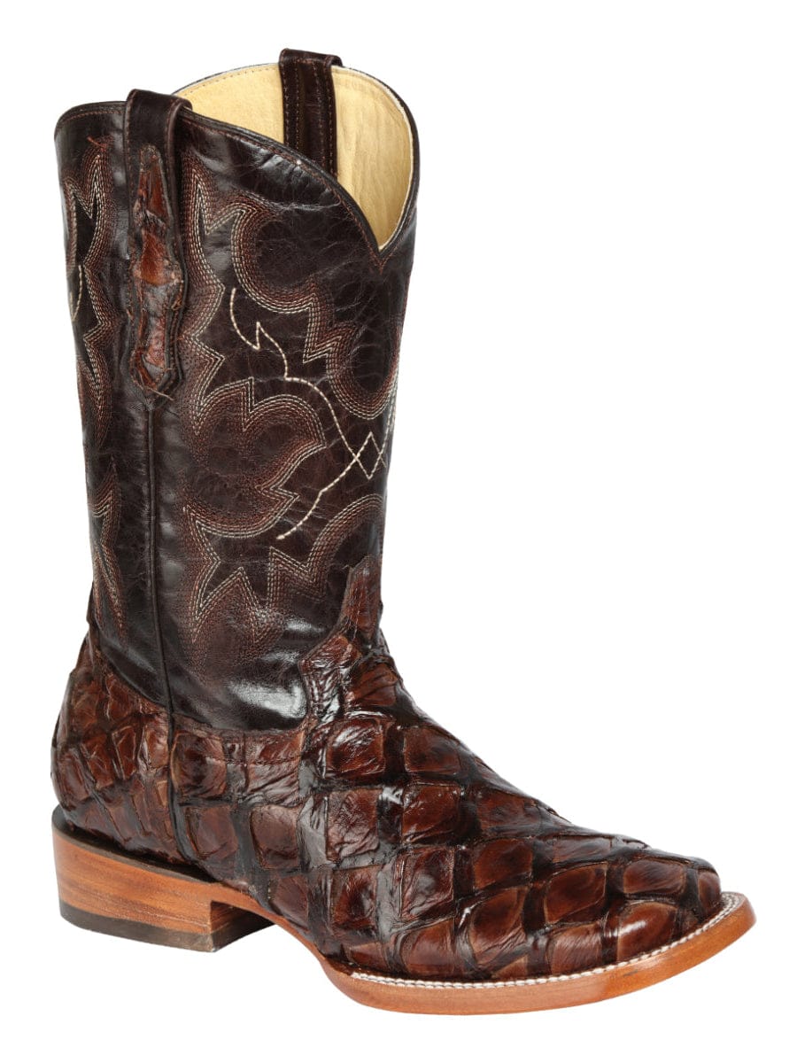 El General Western Wear El General Men's Exotic Monster Fish Rodeo Boots - Brown 44116 side view