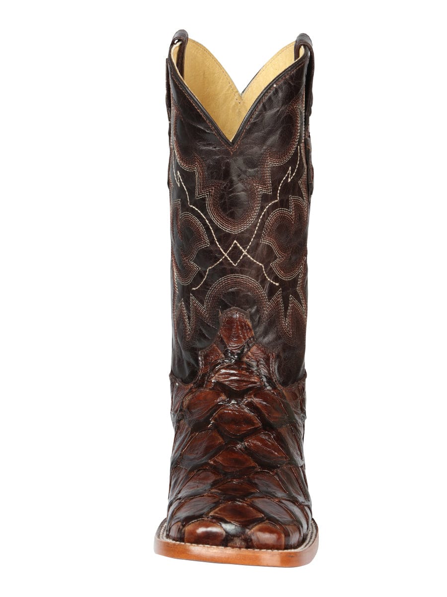 El General Western Wear El General Men's Exotic Monster Fish Rodeo Boots - Brown 44116 front view