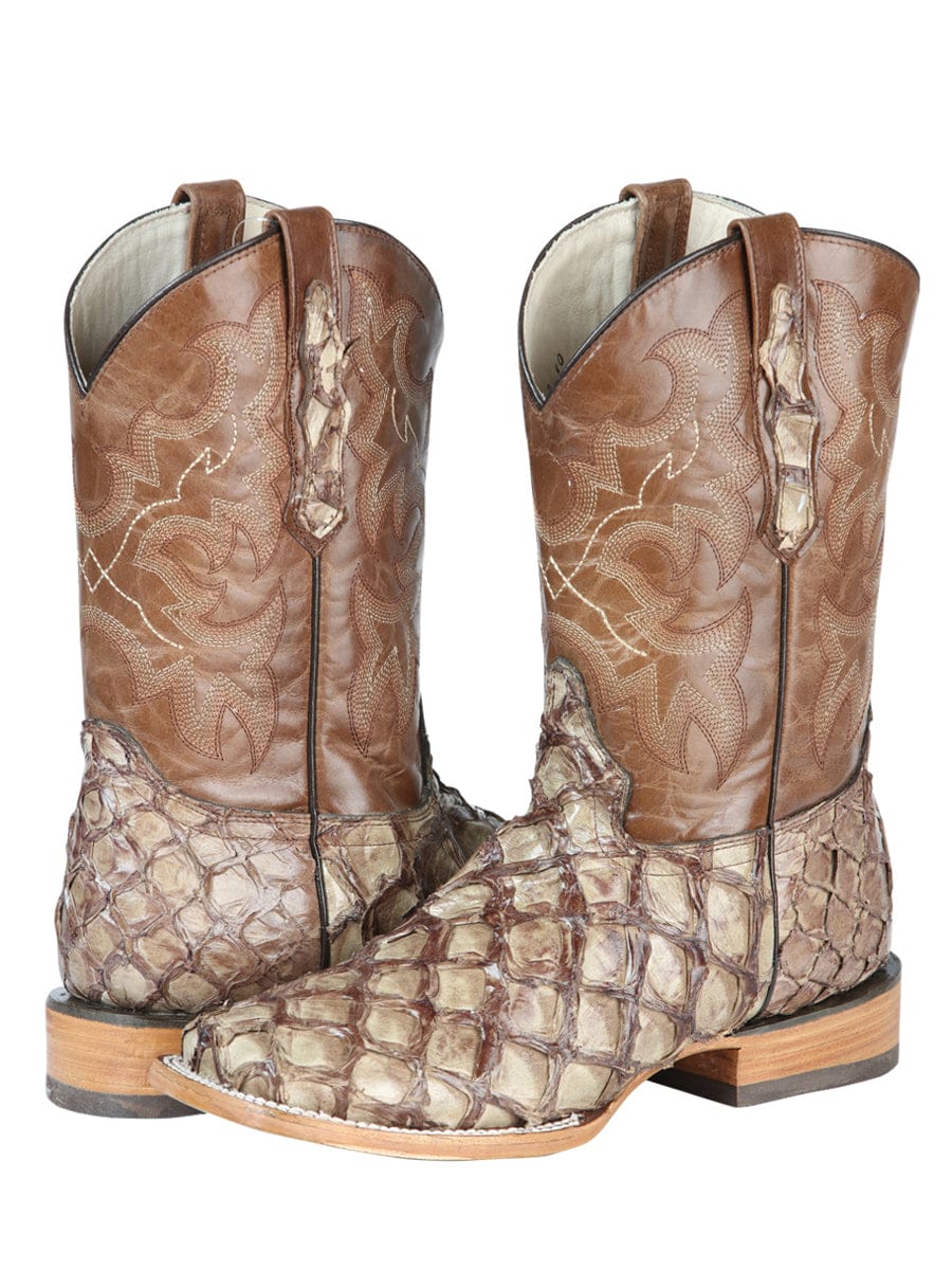 El General Western Wear El General Men's Exotic Monster Fish Rodeo Boots - Cream 44114 pair view