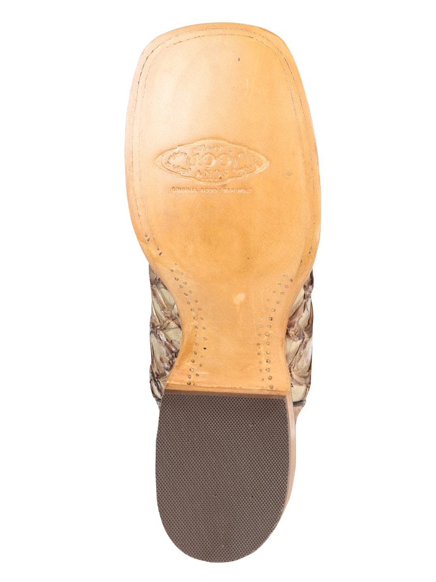 El General Western Wear El General Men's Exotic Monster Fish Rodeo Boots - Cream 44114 sole view