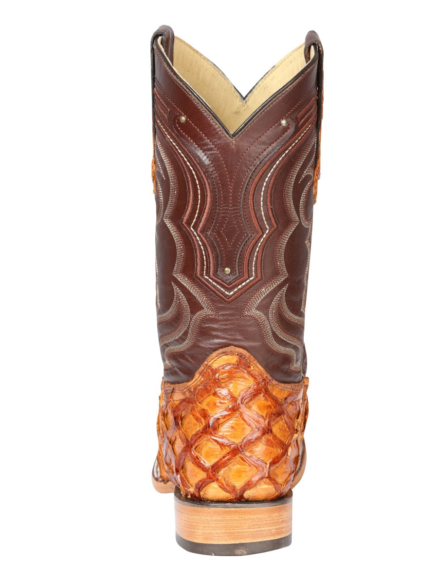 El General Western Wear El General Men's Exotic Monster Fish Rodeo Boots - Honey 44606 back view