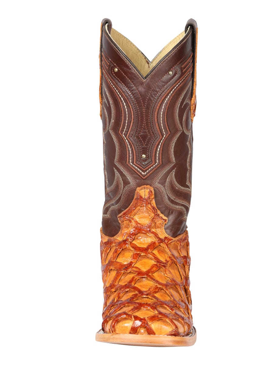 El General Western Wear El General Men's Exotic Monster Fish Rodeo Boots - Honey 44606 top view