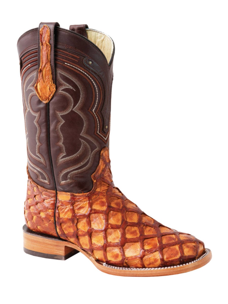 El General Western Wear El General Men's Exotic Monster Fish Rodeo Boots - Honey 44606 Side view