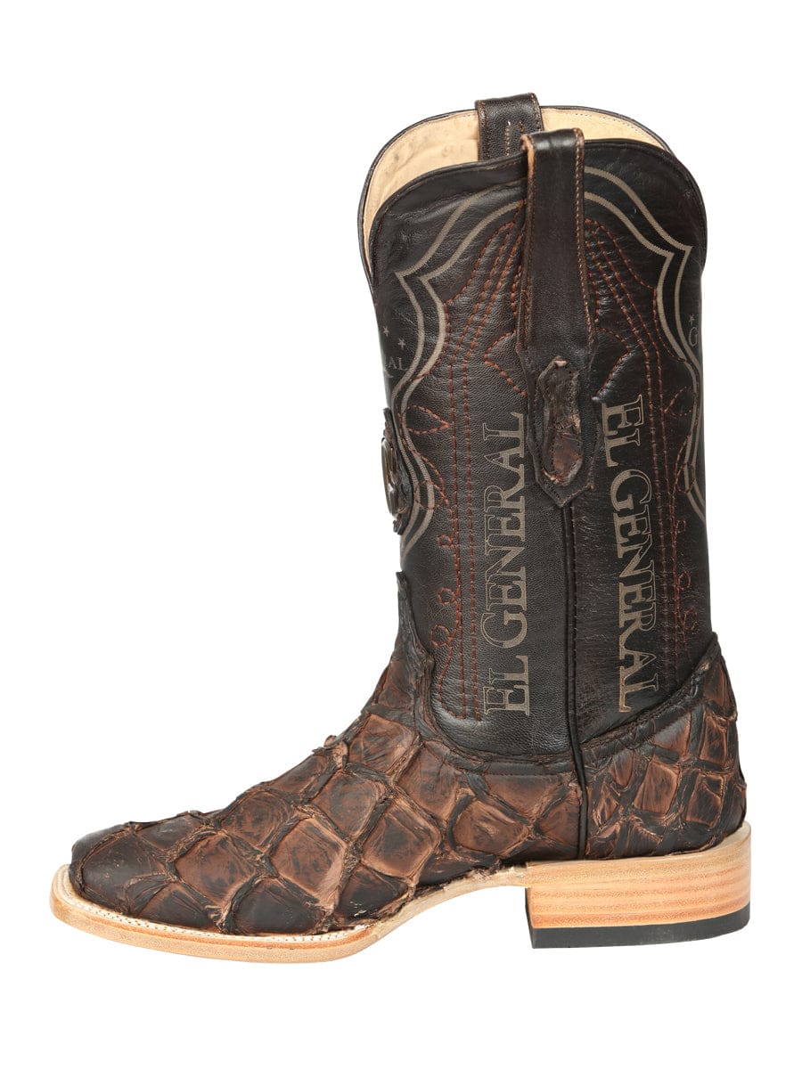 El General Western Wear El General Men's Exotic Monster Fish Rodeo Cowboy Boots - Brown 45084 left side view
