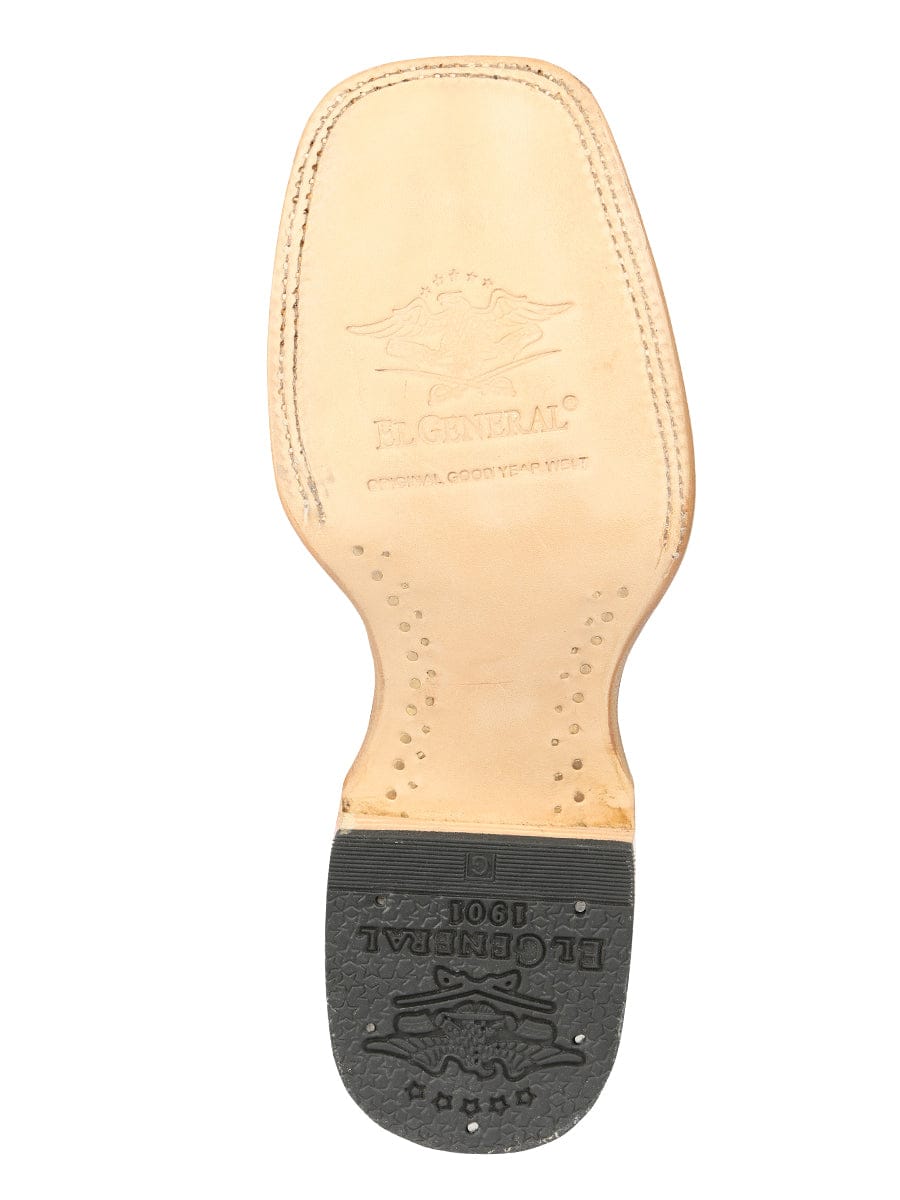 El General Western Wear El General Men's Exotic Monster Fish Rodeo Cowboy Boots - Cognac 45085 sole view