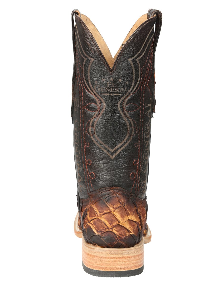 El General Western Wear El General Men's Exotic Monster Fish Rodeo Cowboy Boots - Cognac 45085 back view