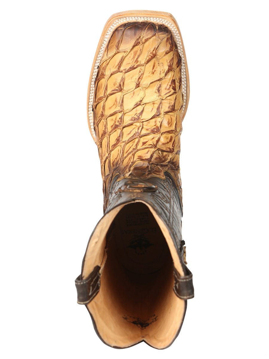 El General Western Wear El General Men's Exotic Monster Fish Rodeo Cowboy Boots - Orix 45086 top view