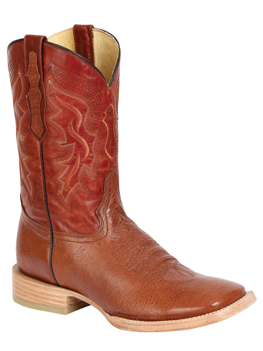 El General Western Wear El General Men's Exotic Ostrich Belly Western Boots - Brandy 43517 side view