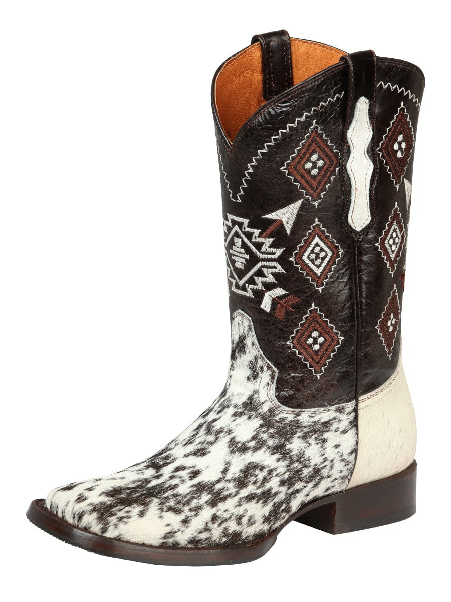 El General Men’s Rodeo Boot - White & Brown Crazy Cowhide Leather - 44862 - Side View
