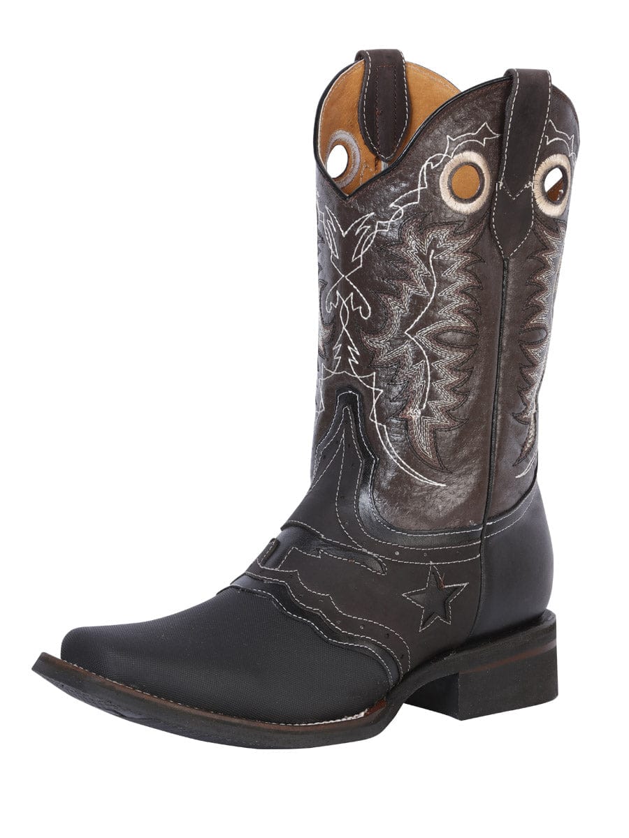 El General Men's Square Toe Cowboy Boot - Keblar Black 33308 - Side View