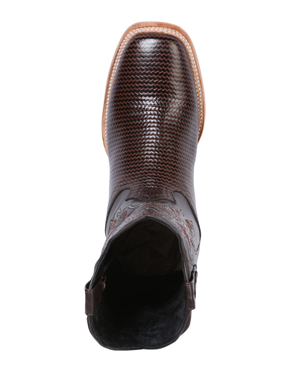 El General Men’s Square Toe Leather Cowboy Boot  Printed Lizard 41791 - Top View