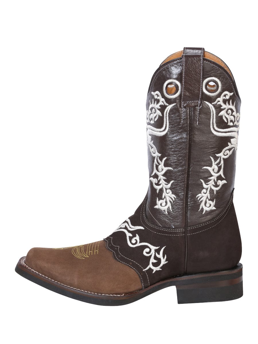 El General Rodeo Boot - Crazy  Brown/Dark Brown with Embroidery 34311 - Left Side View