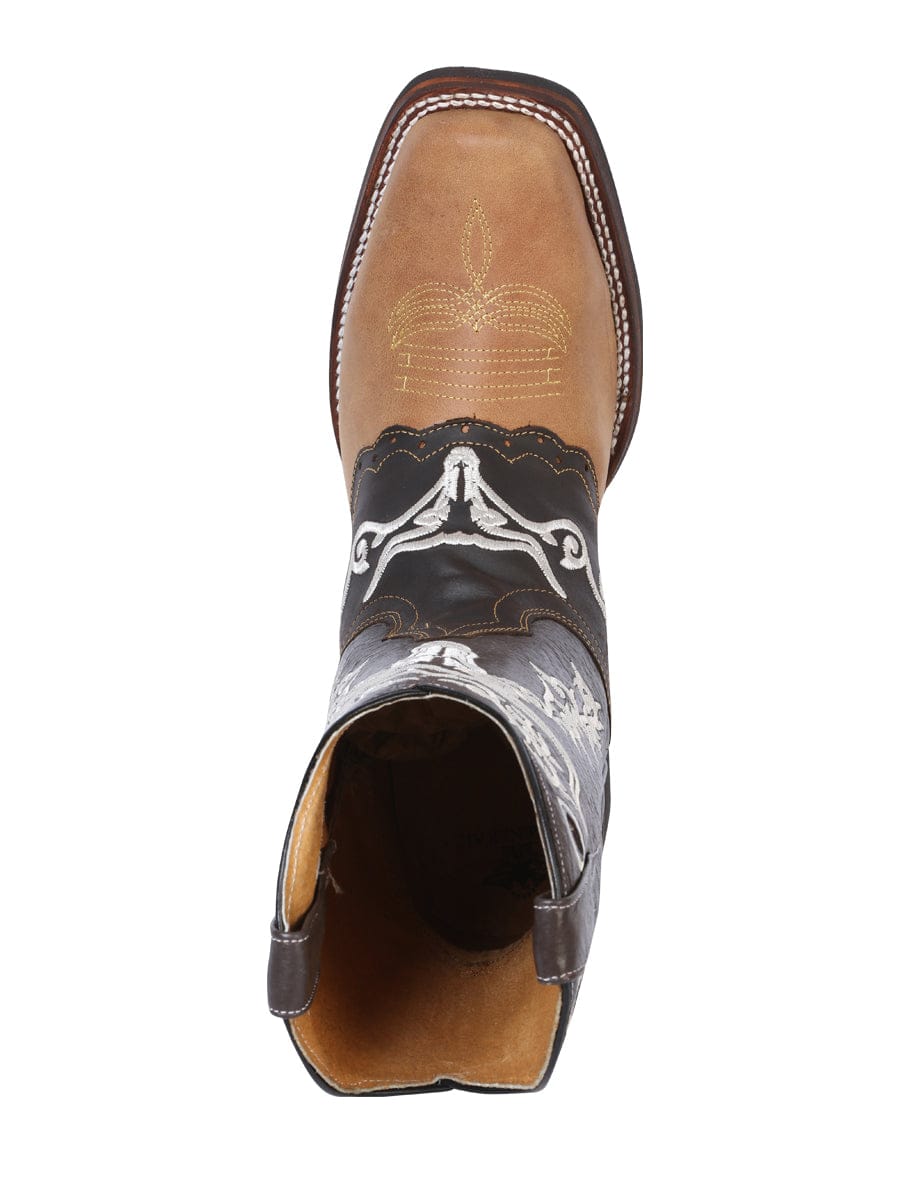 El General Western Wear CABALLERO El General Rodeo Boot - Crazy  Honey/ Dark Brown 33316 top view