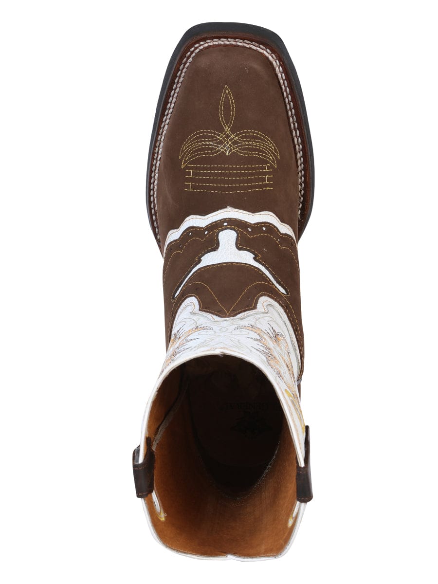 El General Western Wear CABALLERO El General Rodeo Boot - Crazy Nobuck  Dark Brown 33313 top view