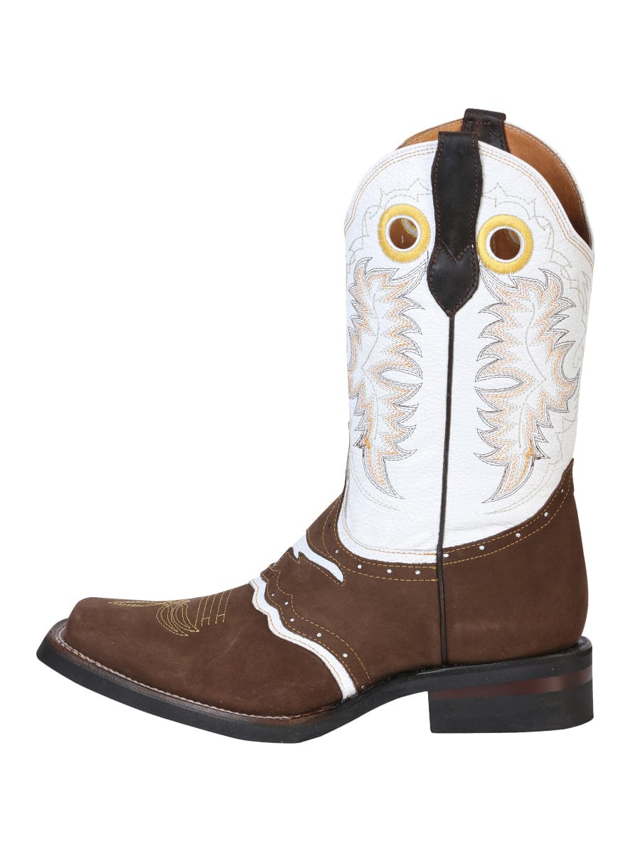 El General Western Wear CABALLERO El General Rodeo Boot - Crazy Nobuck  Dark Brown 33313 leftb side view