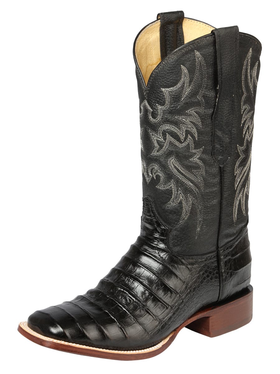 El General Rodeo - Printed Alligator leather boots Black 44938 - Side View