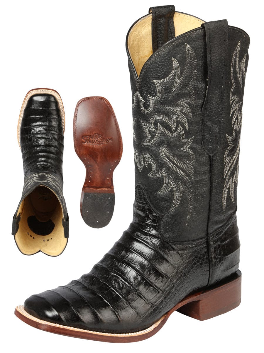 El General Rodeo - Printed Alligator leather boots Black 44938 - Side View