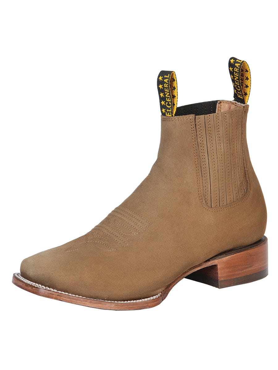 El General Western Wear CABALLERO El General Square Toe Ankle Boot - Nobuck Brown 126189 side view