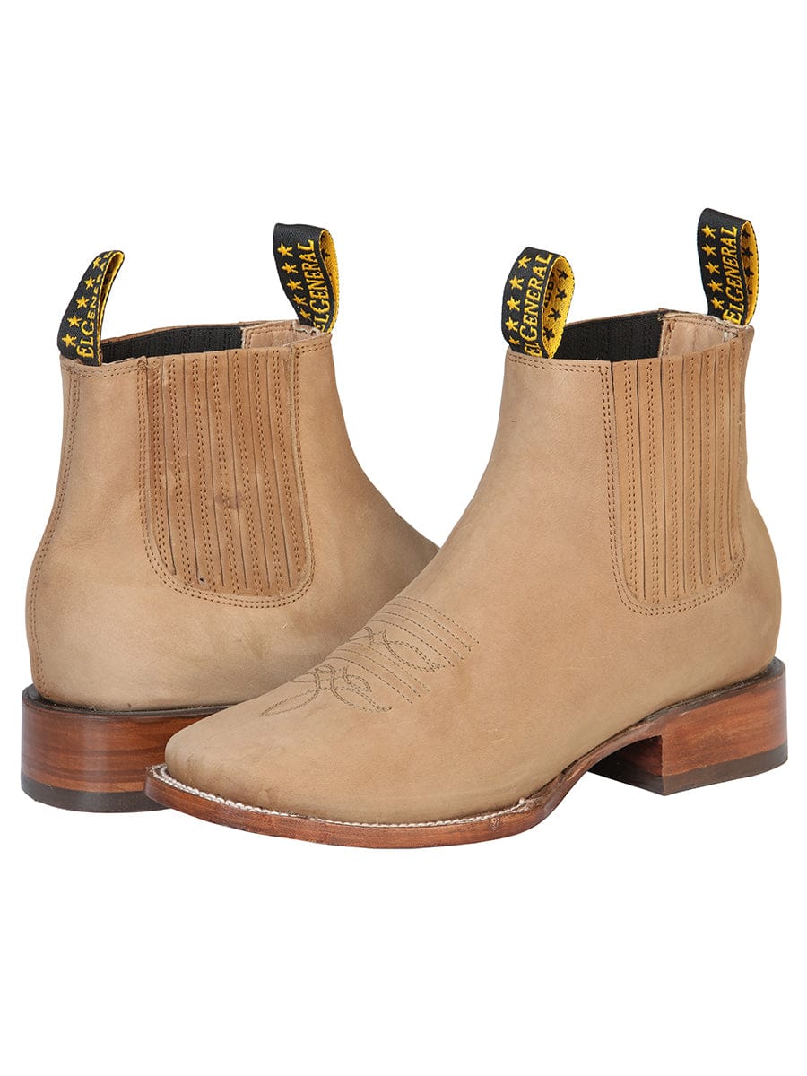 El General Western Wear CABALLERO El General Square Toe Ankle Boot - Nobuck Sand 126191