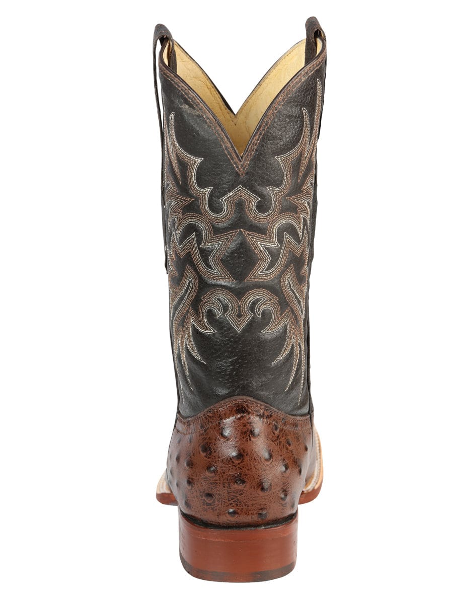 El Señor de los Cielos Men’s Rodeo Boot - Printed Ostrich Leather Brown 44934 - Back View