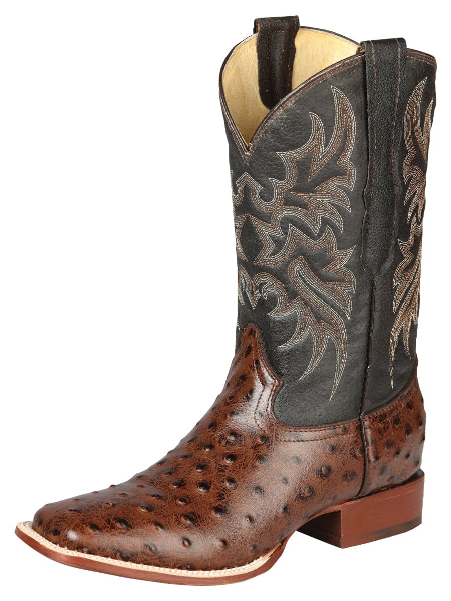 El Señor de los Cielos Men’s Rodeo Boot - Printed Ostrich Leather Brown 44934 - Side View