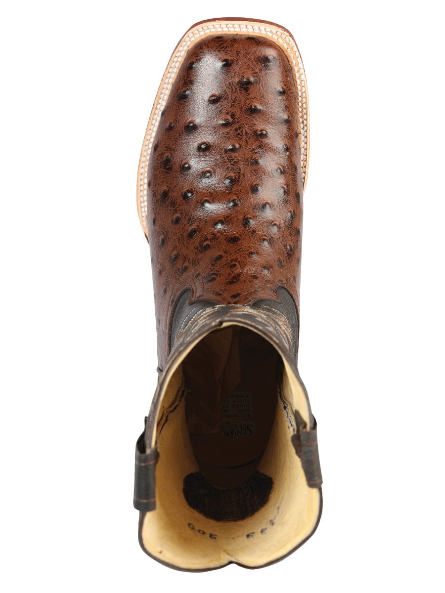 El Señor de los Cielos Men’s Rodeo Boot - Printed Ostrich Leather Brown 44934 - Top View