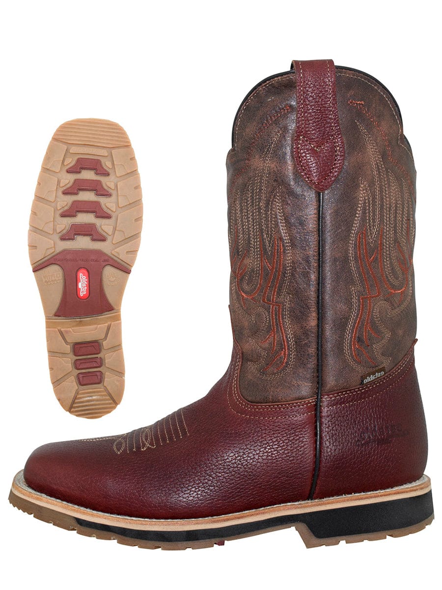 El General Western Wear CABALLERO Establo Men’s Rodeo Boot - Bovine Grizzly Leather in Shedron 41541