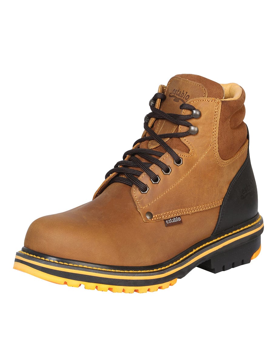 El General Western Wear CABALLERO Establo Men’s Work Ankle Boot Mango/Black Lace-Up 13359 side view