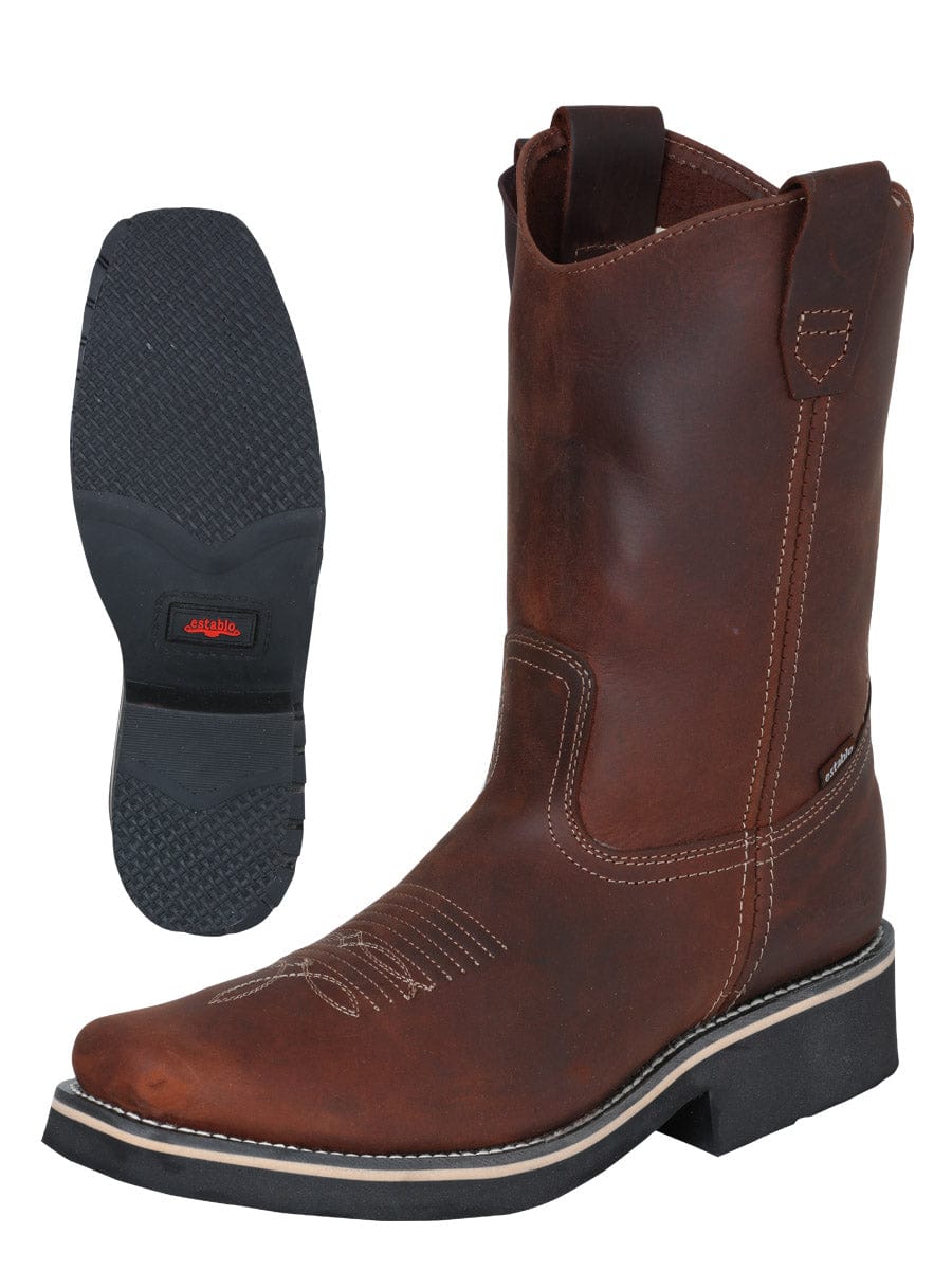 El General Western Wear CABALLERO Establo Men’s Work Boot - Crazy Leather in Brown 41531
