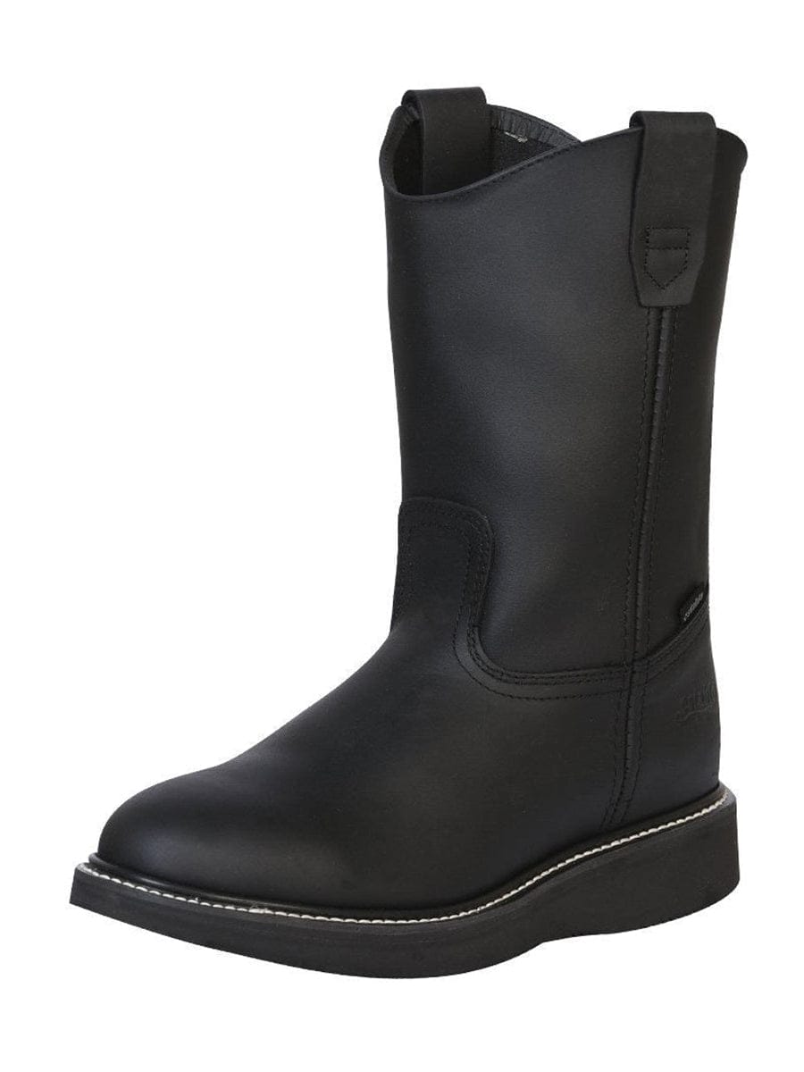 Establo Men’s Work Boot Grasso Leather - Black 312 - Side View
